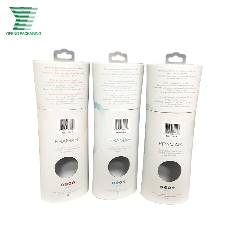 Yifeng packaging eco friendly hair brush packaging custom logo printed cylinder container round tube packaging boxes