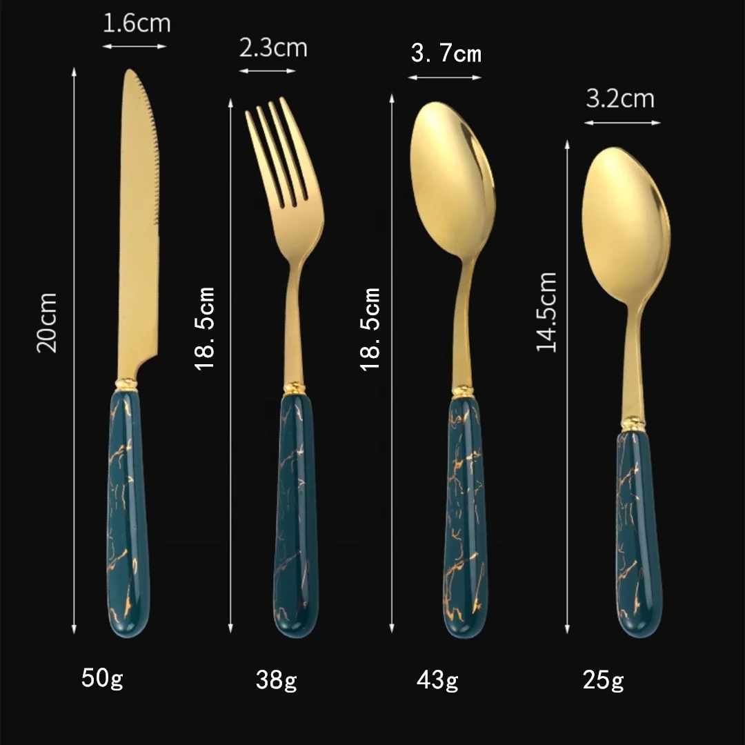 4-Piece Cutlery Set Mirror Polished Stainless Steel Cutlery With Ceramic Handles Cutlery Set