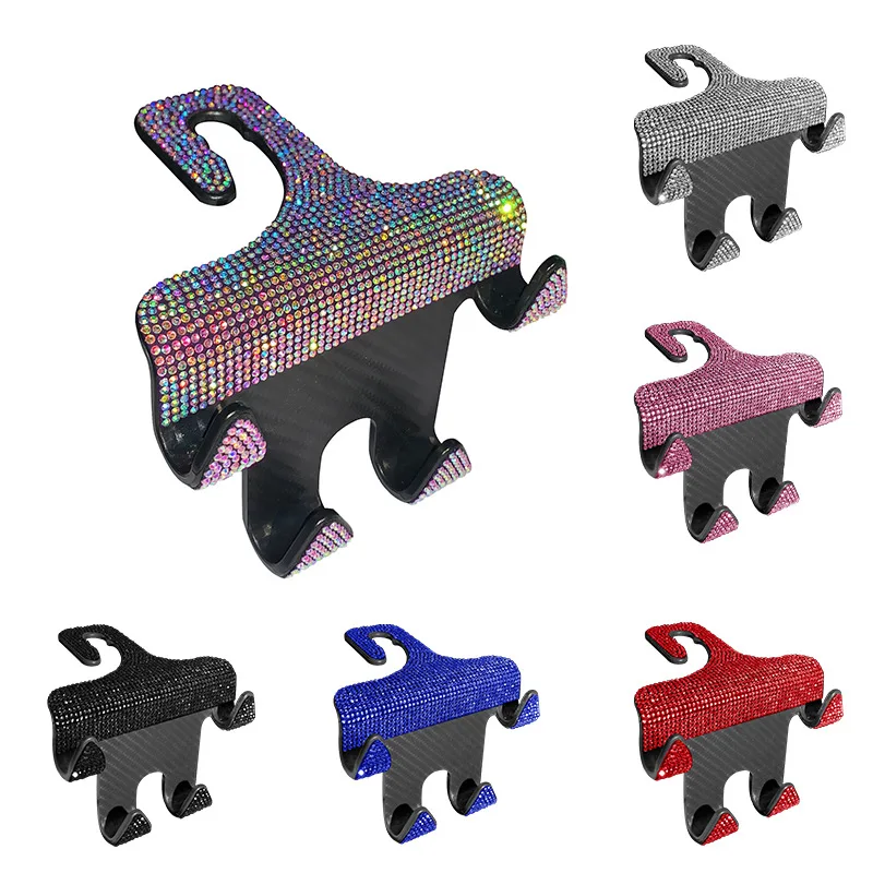 Crystal Car Seat Back Hook Bling Diamond Hanger Auto Back Universal Headrest Mount Storage Holder Car Interior Accessories