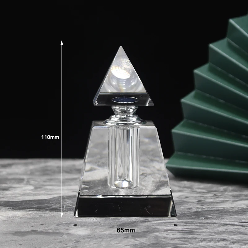 Clear K9 Crystal Refillable Empty Pyramid Shaped Perfumes Bottle Essential Oil bottles