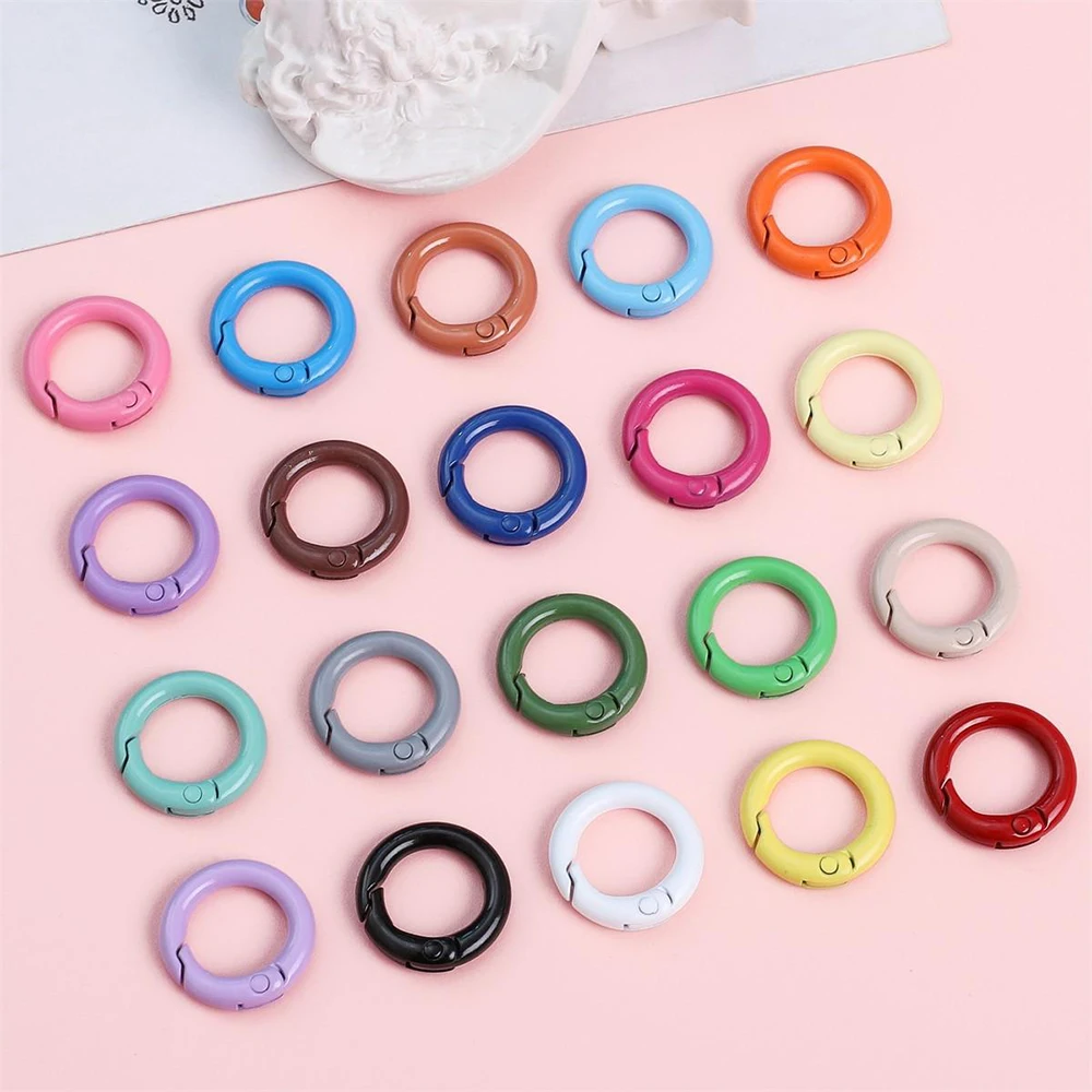 2024 new round spray painted spring buckle split ring keychain metal alloy DIY luggage accessories