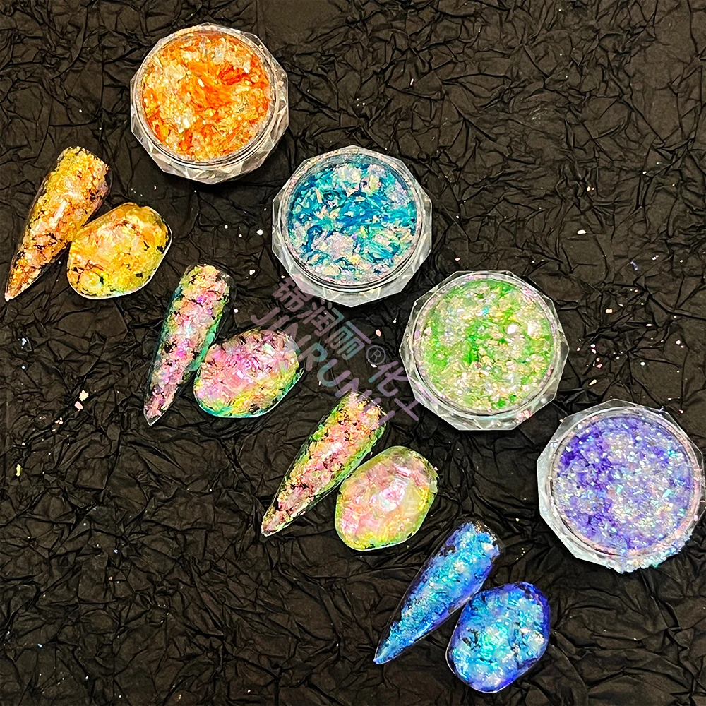 Transparent irregular opal Rainbow aurora chameleon nail flakes pigment loose pigment