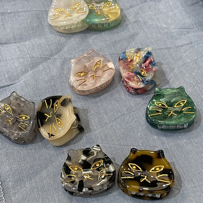 Custom Cellulose Acetate Acrylic Plastic Cute Mini Cat Hair Claws Clip Accessories for