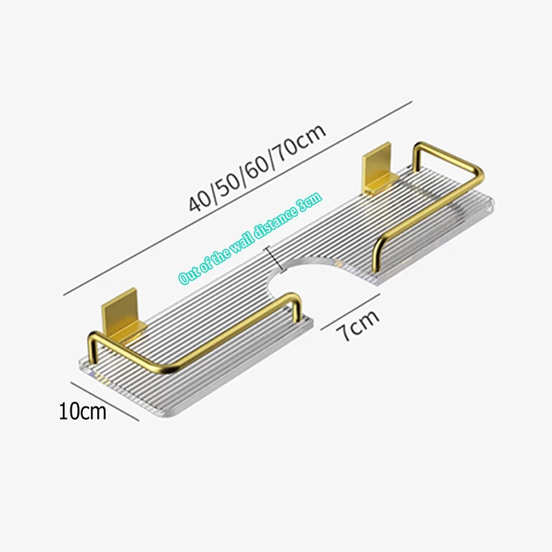 Golden Wall Mounted Storage Shelf Bathroom Storage Rack clear acrylic shelves bathroom organizer rack acrylic sheet