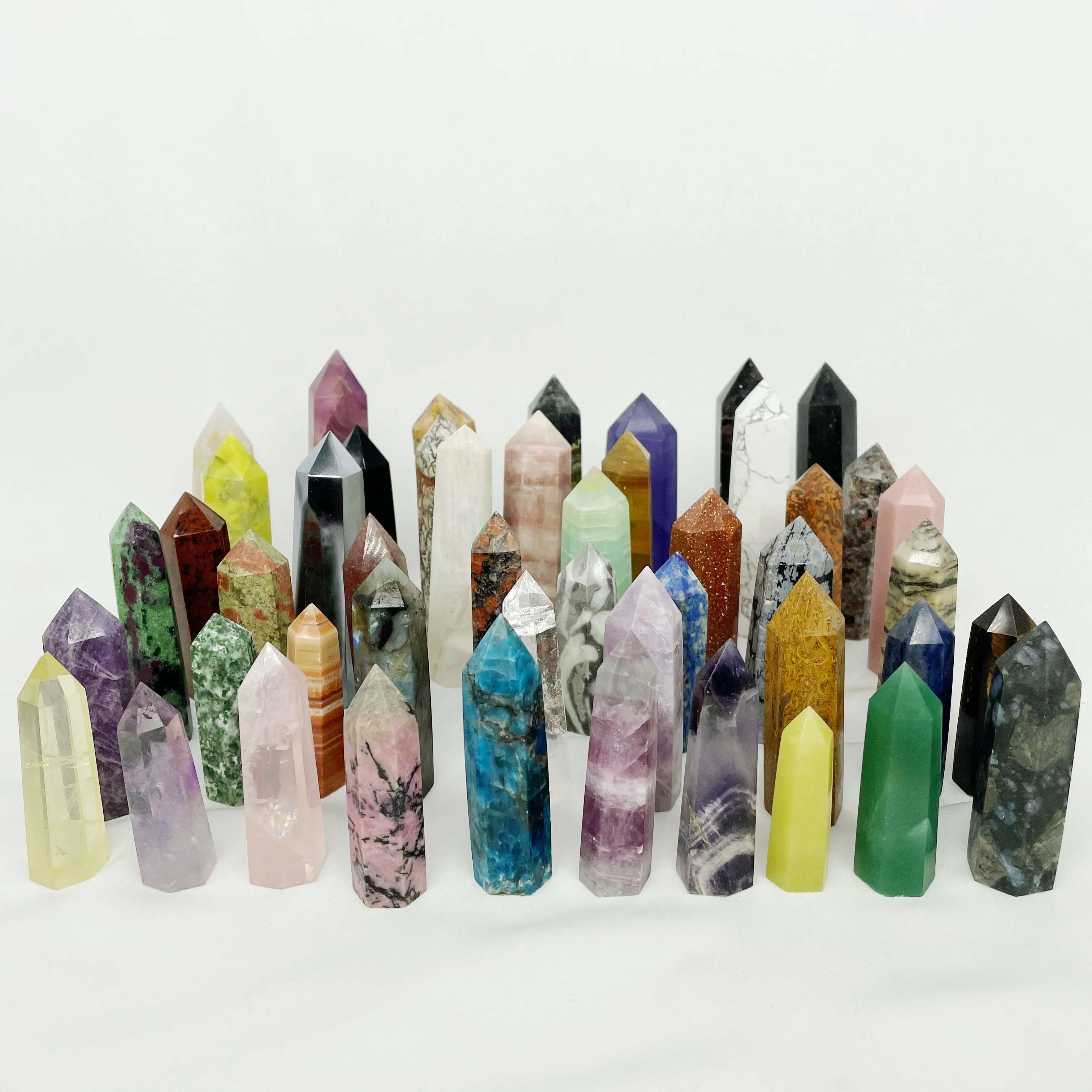 Wholesale Natural Crystals Healing Stones Tower Amethyst Clear Rose Quartz Crystal Wand Crystal Point Semi-precious Stone
