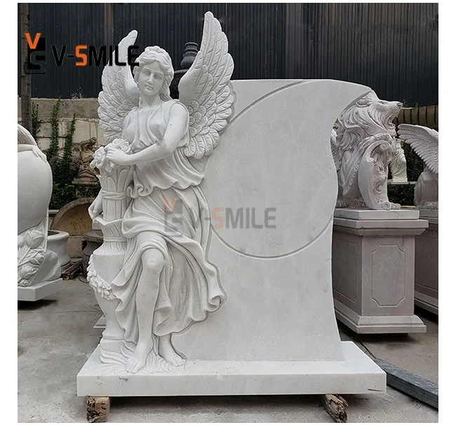 Factory Price Headstone Black White Granite Angel Girl Grave Stone Cemetery Tombstones and Monuments Gravestonetones usa monumen