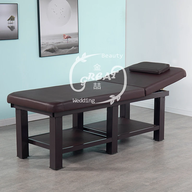 High Quality Beauty Salon Black Leather Facial Chair Bed Cosmetic Lashbed Massage Tables & Beds