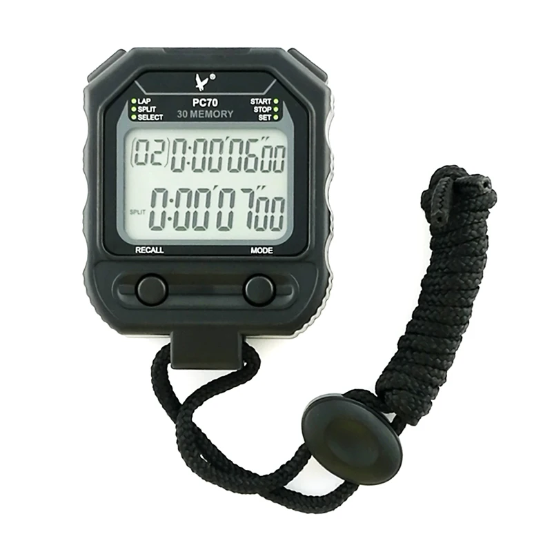 Stopwatch timer 2 rows of 30 memory stopwatches waterproof sport stopwatch