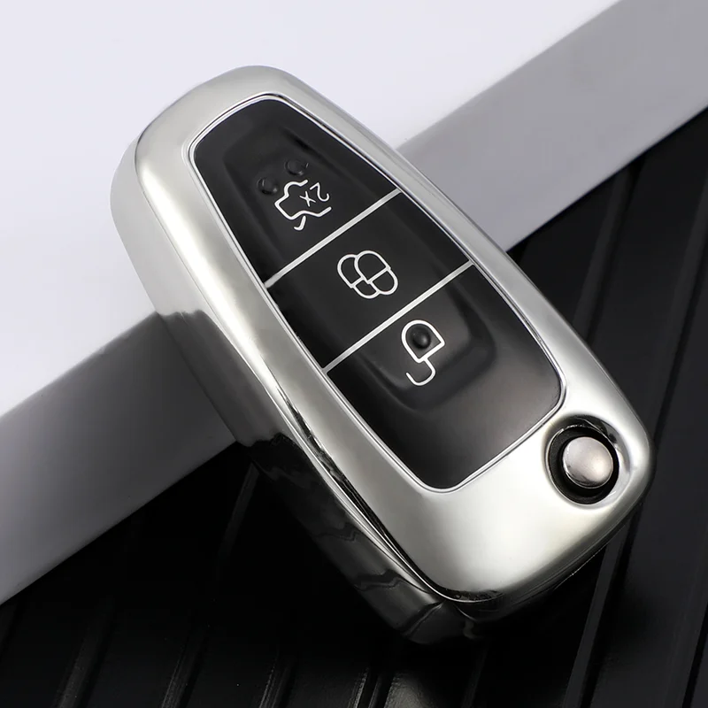 Car Key Fob Cover Case for Ford, Keyless Remote Smart Key Holder W/Keychain for Ford F150 F250,Fob Shell Protector for Mustang