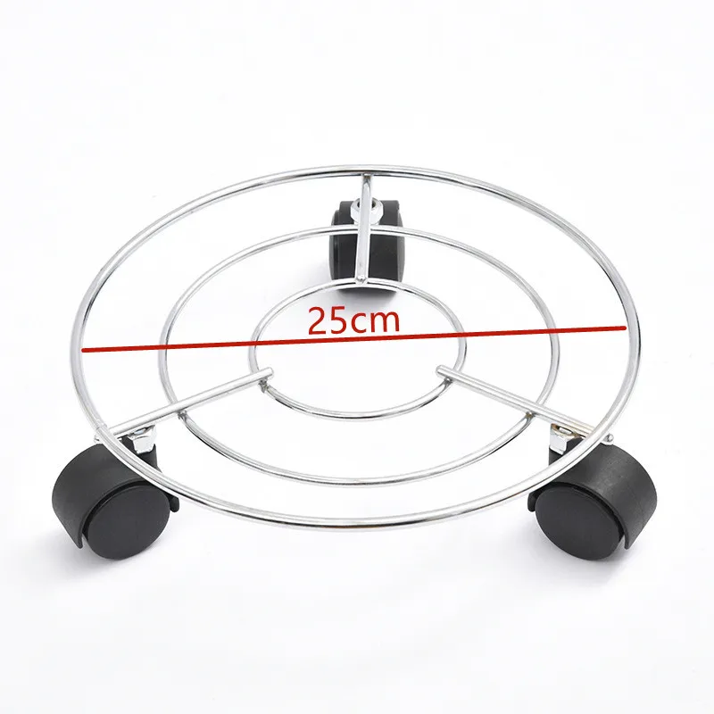 High Quality Iron Rolling Plant Caddy With Wheels Adjustable Indoor Outdoor Home Metal Round Flower Pot Shelf Rack
