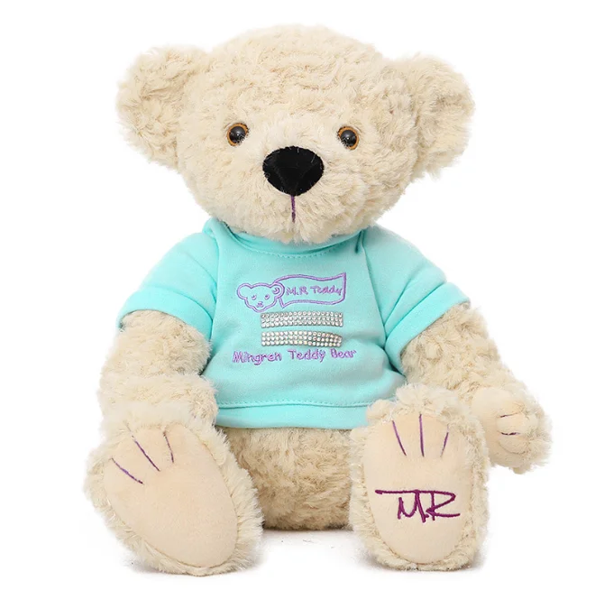 Custom design logo T-shirt teddy bear education baby plush toy stuffed animal toy