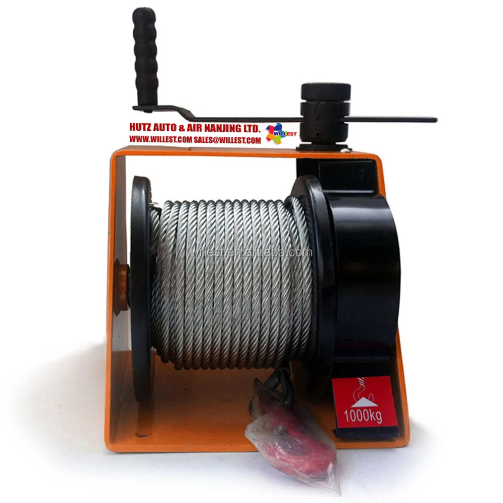 Multi purpose self locking manual winch HUTZ 1 ton worm gear small hand crank winch HWE100 HWE100A top wind wire rope winch