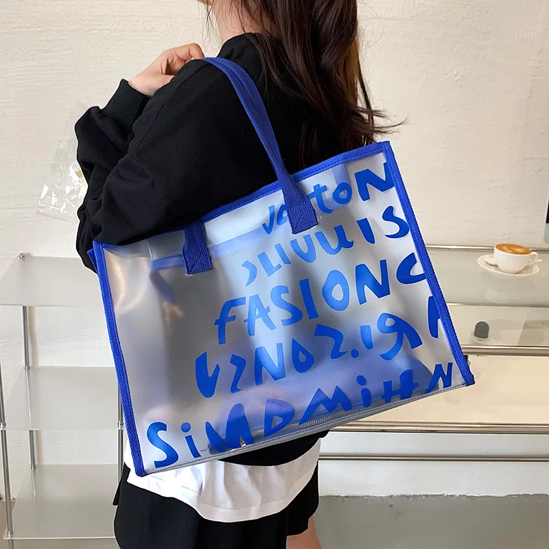 Large Travel Shopping Contrast Color Tote Shoulder Bag Set Summer Transparent Jelly Wholesale Prices Handbags China