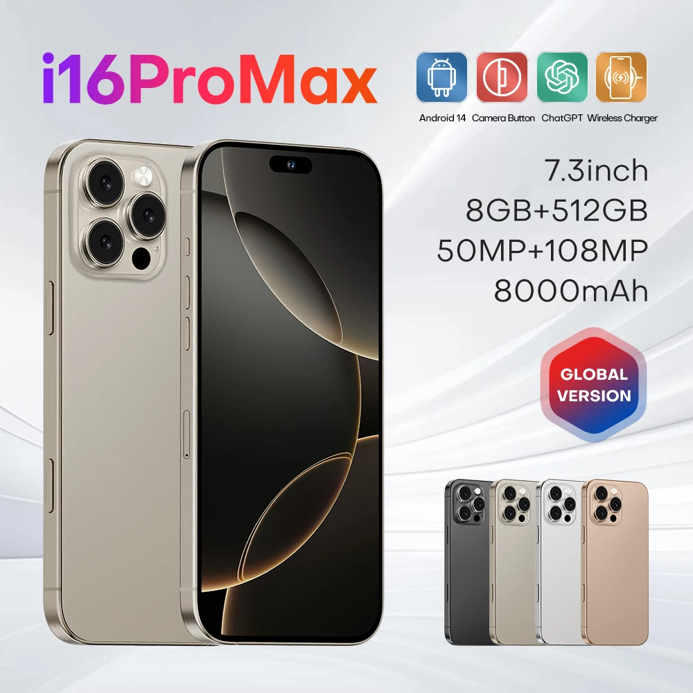 Оригинальный телефон i16 16 pro max neuf 6 7 дюймов 8 ГБ + 512 клон ioss смартфон 8-ядерный celulares разблокированный мобильный