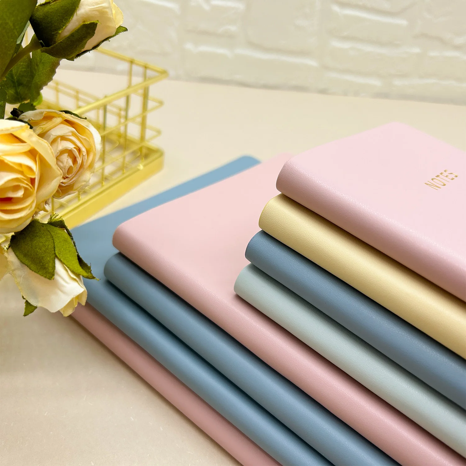 2025 Factory Stationary A6 Soft Cover Note Book Journals PU Leather Customized Lined Dotted Notebook