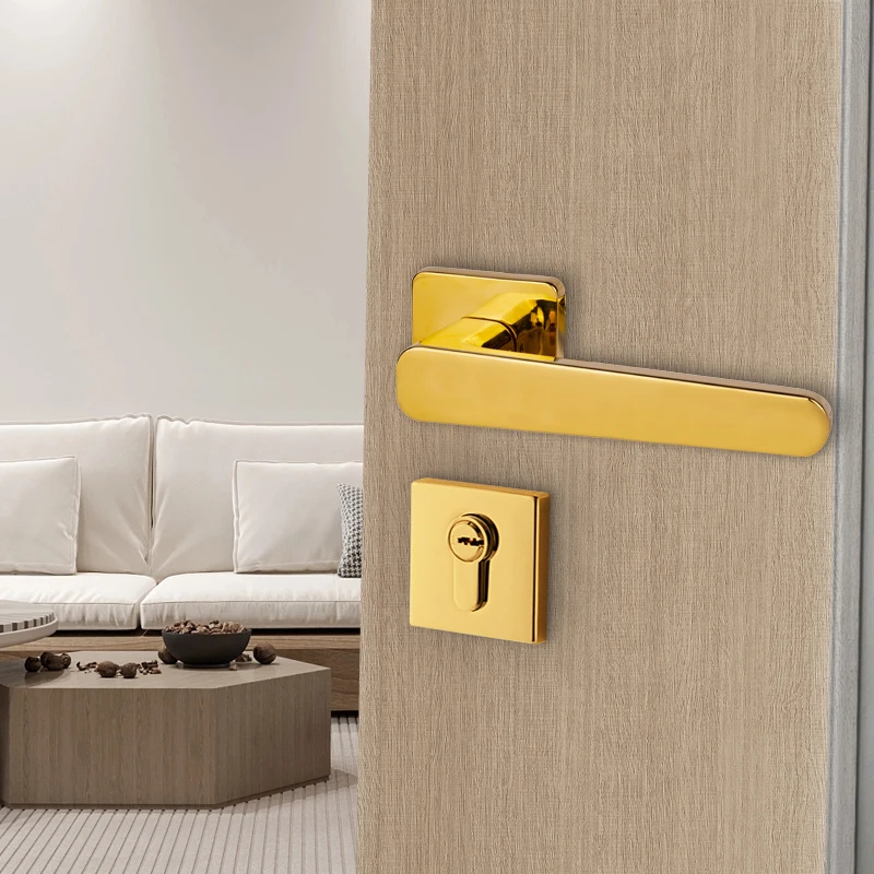 Euro style  Manija de la puerta  door knob Gold PVD knobs Factory Custom made Aluminum Zinc Lever handle gold door handle