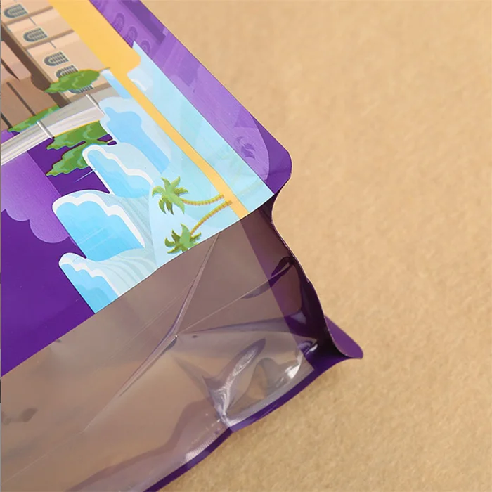 50pcs/lot 3D Stand Custom Printed aluminum foil zip lock bag Coffee Beans packaging bag eight side seal zipper bag