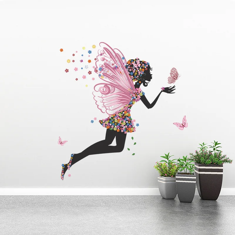 Custom Cartoon Printing Girls Fairy Decal Vinyl Large Waterproof Wall Sticker For Home Decoration
