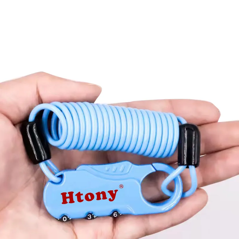 Hot sale Mini Anti-theft Helmet 3 Digit Password Bicycle Lock Portable Bike Cable Lock For Motorcycles Cycling