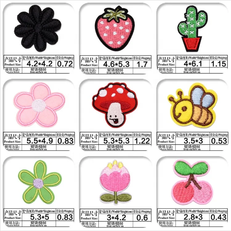 Fashion style lovely embroidered iron on flower plant patches for kid clothing decoration