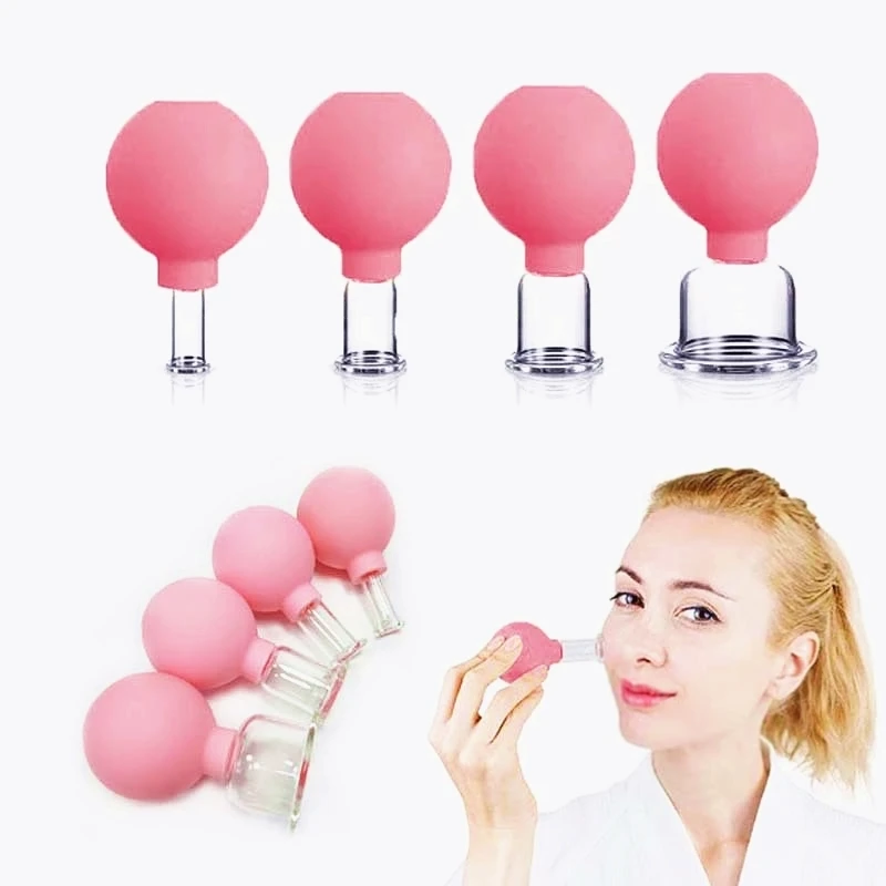 Customized Pink Silicone Face Lift Vacuum Cupping Therapy Massager Facial Cupping Cups