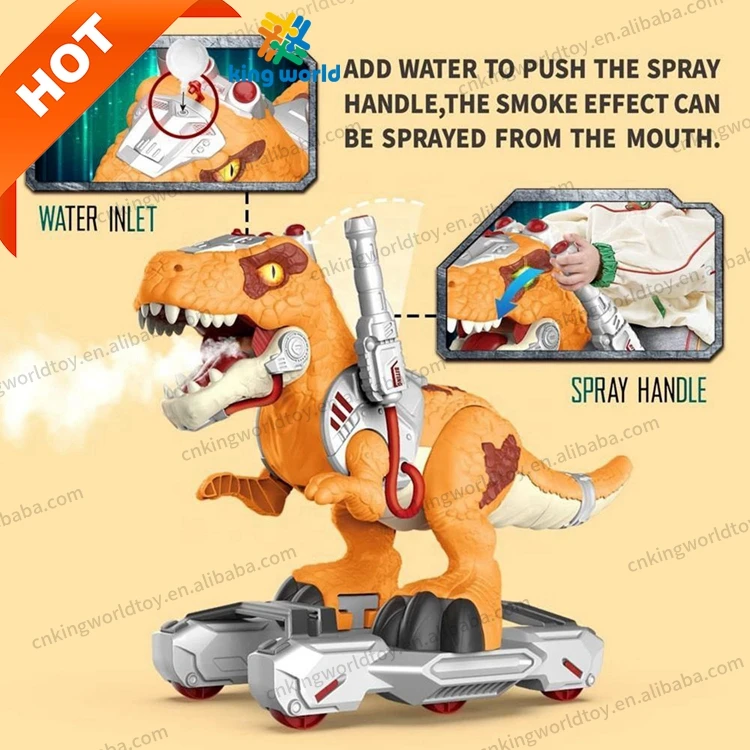 KW Electric Animal Spraying Smoke Dinosaur Roaring Sound Kids Big Size Sliding Ride On Dinosaur Scooter with Music and Light