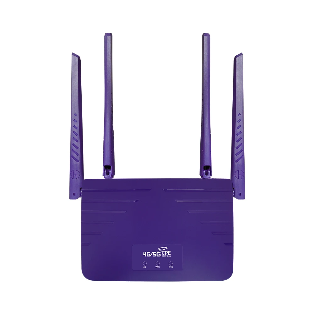 Spi Nand 1Gbit Memory Purple 4G Cpe Wireless Indoor Router Applicable To Domestic/Commercial