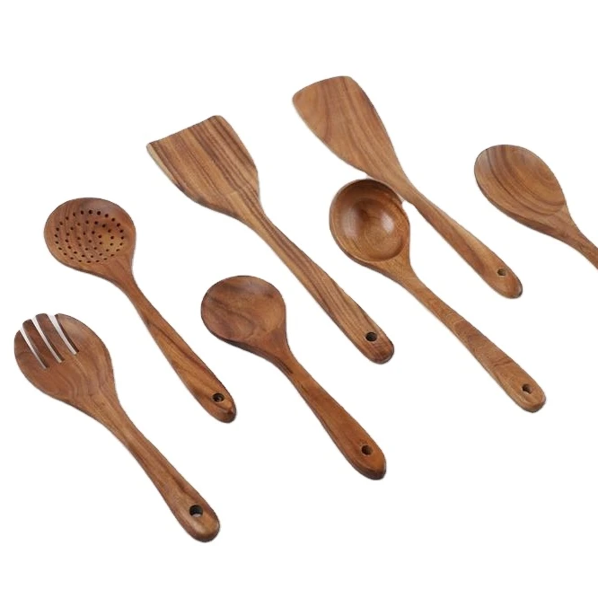 
Wooden Slotted Stirring Spatula Kitchen Cookware Tools Spurtles Set 