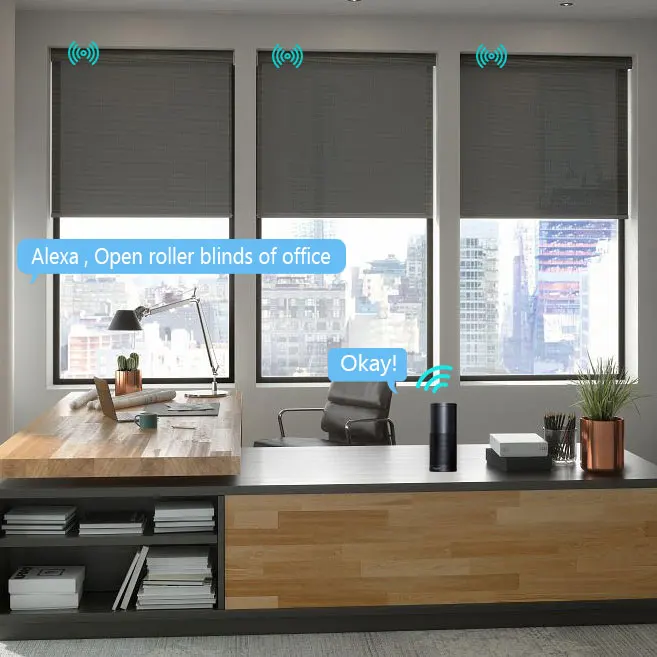 Custom motorized roller blinds window roller shades wifi smart night and day persianas y cortinas for windows for europe