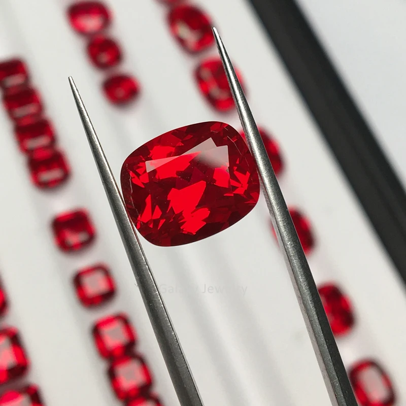 Lab Synthetic Ruby Fancy Shape Elongated Cushion Cut Loose Gemstone 5A Quality Various Size Pigeon Blood Ruby For Sale