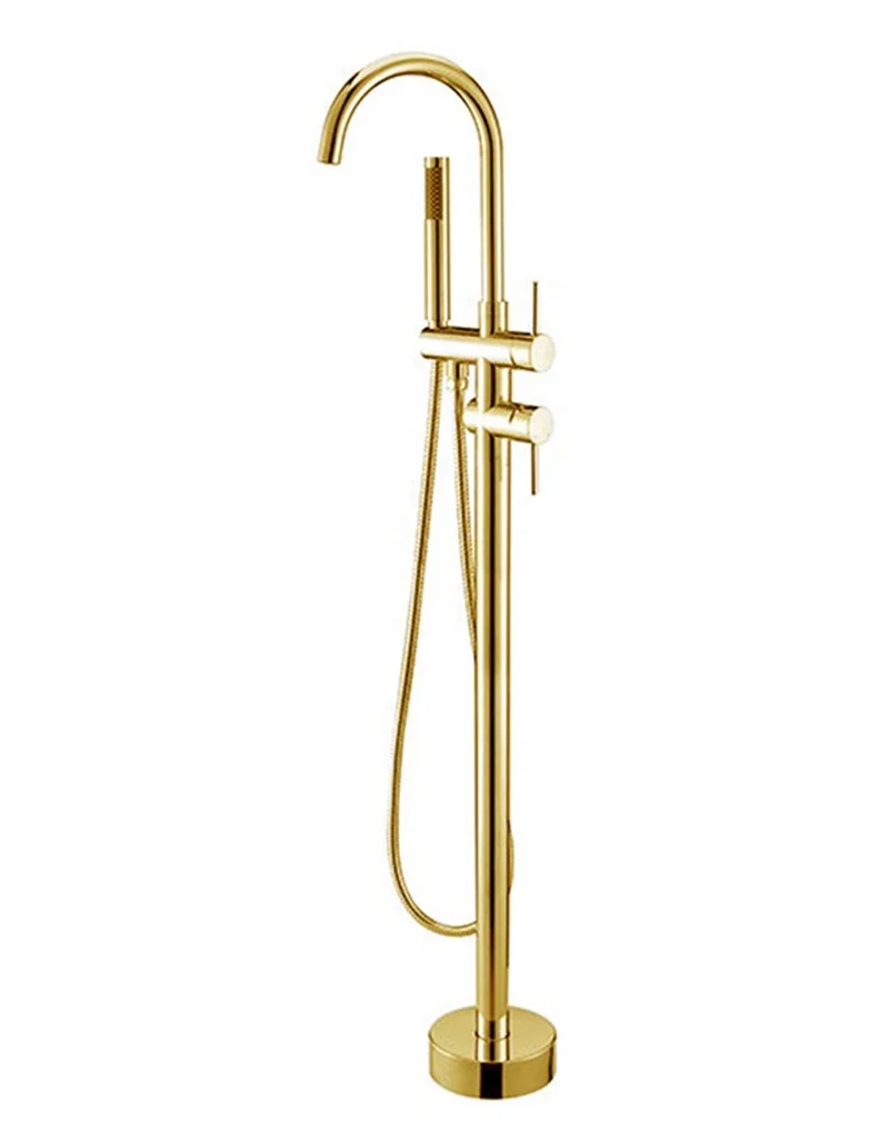 
Bathtub Floor Free Standing Faucet Mixer Tap 360 Rotation Spout With ABS Handshower Bath Mixer Shower (FSB03 gold) 
