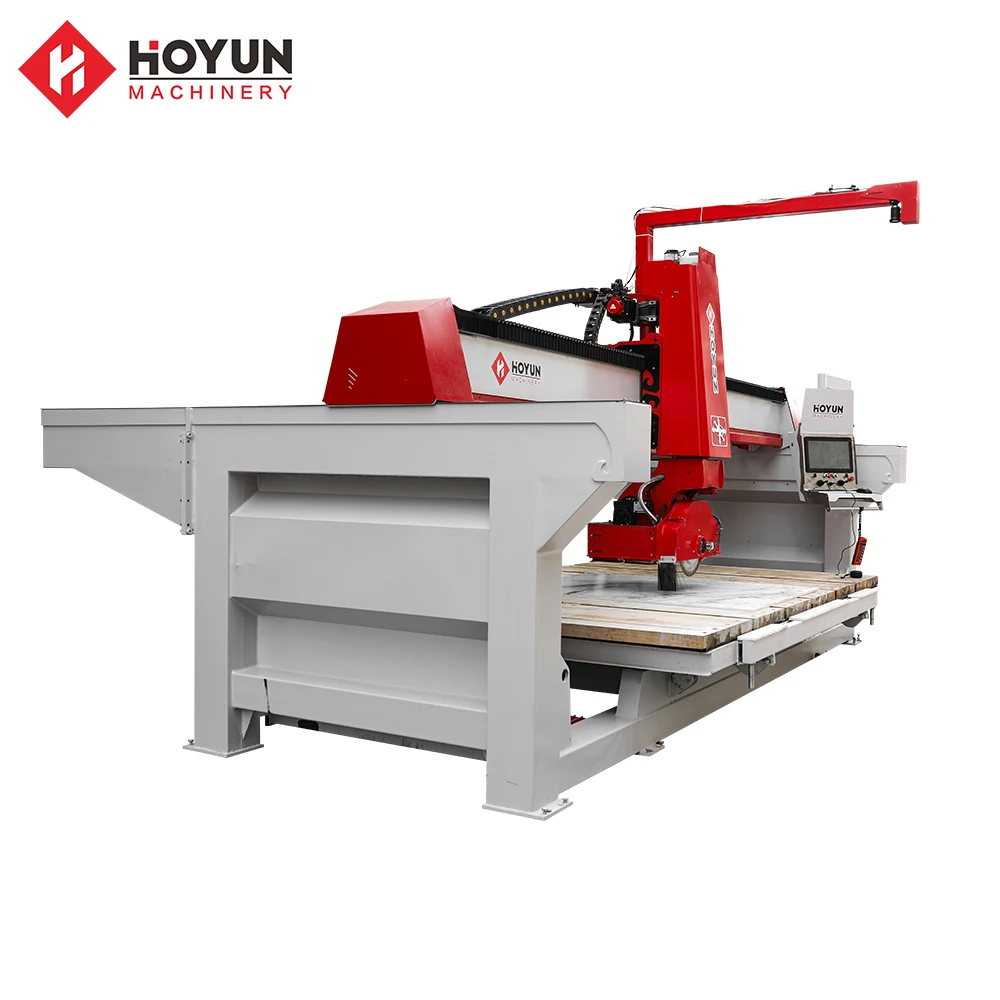 HOYUN High Efficiency Cnc Granite Cutting Five Axis Bridge Saw Stone Marble Saw Cutter For Processing Bathroom Countertops