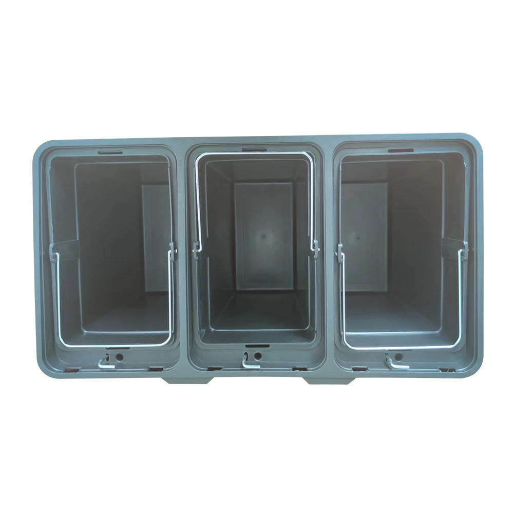 3 compartment high durability stainless steel trash can odorless with recyle kitchen penstand trash can