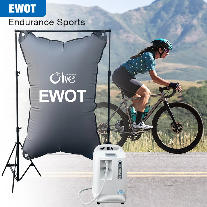 Olive EWOT Training System Oxigen Machine 96% Oxygen Therapy 10l EWOT Oxygen Concentrator with 1000l Reservoir Bag