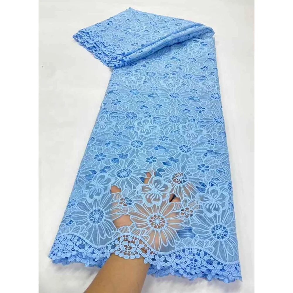 Plain white color Lafaya Water soluble organza bottom guipure cord lace flowers lace for dress material