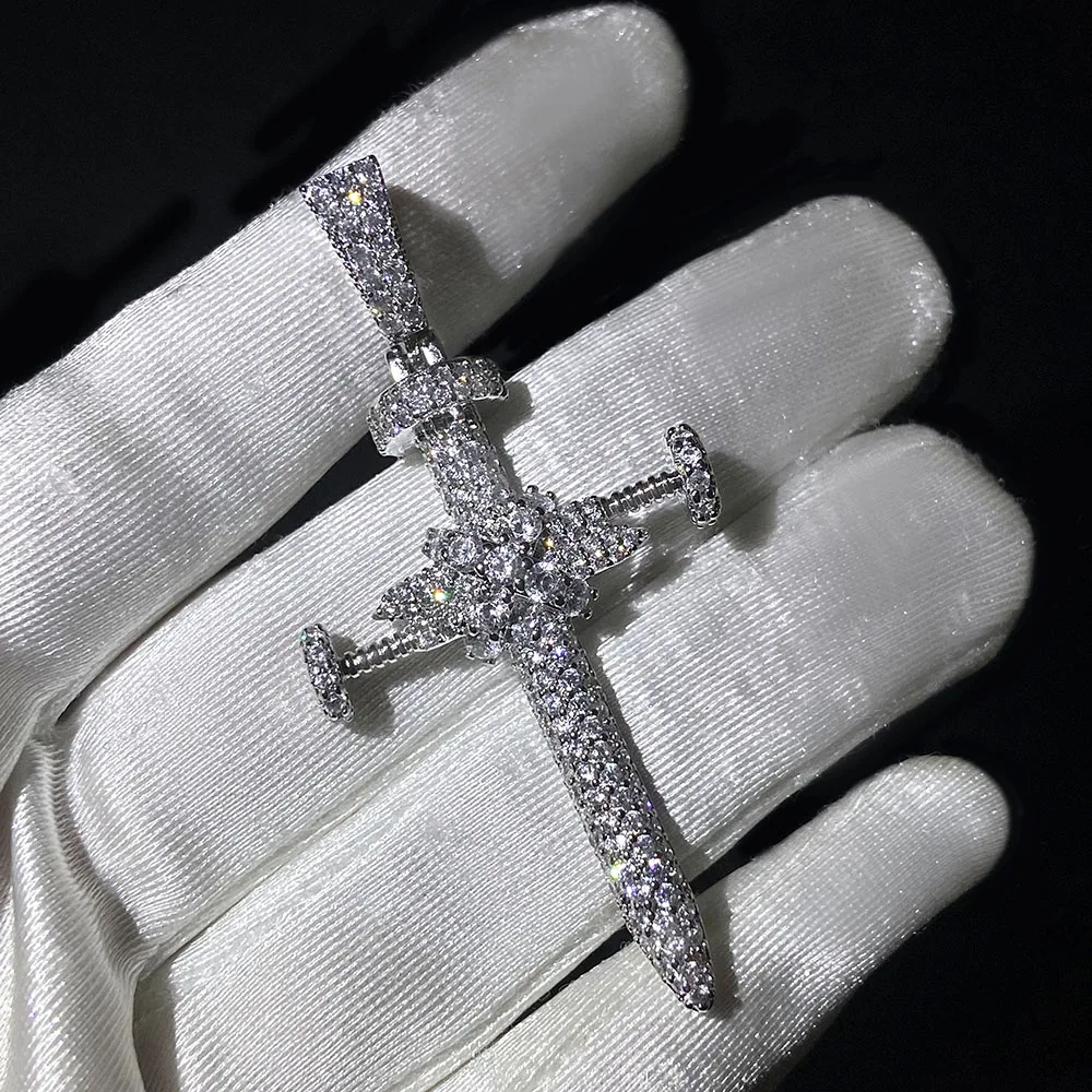 FOXI Hip hop S925 Silver Pendant Necklace Cross 14K 18K Gold Plated Pendant Sterling silver