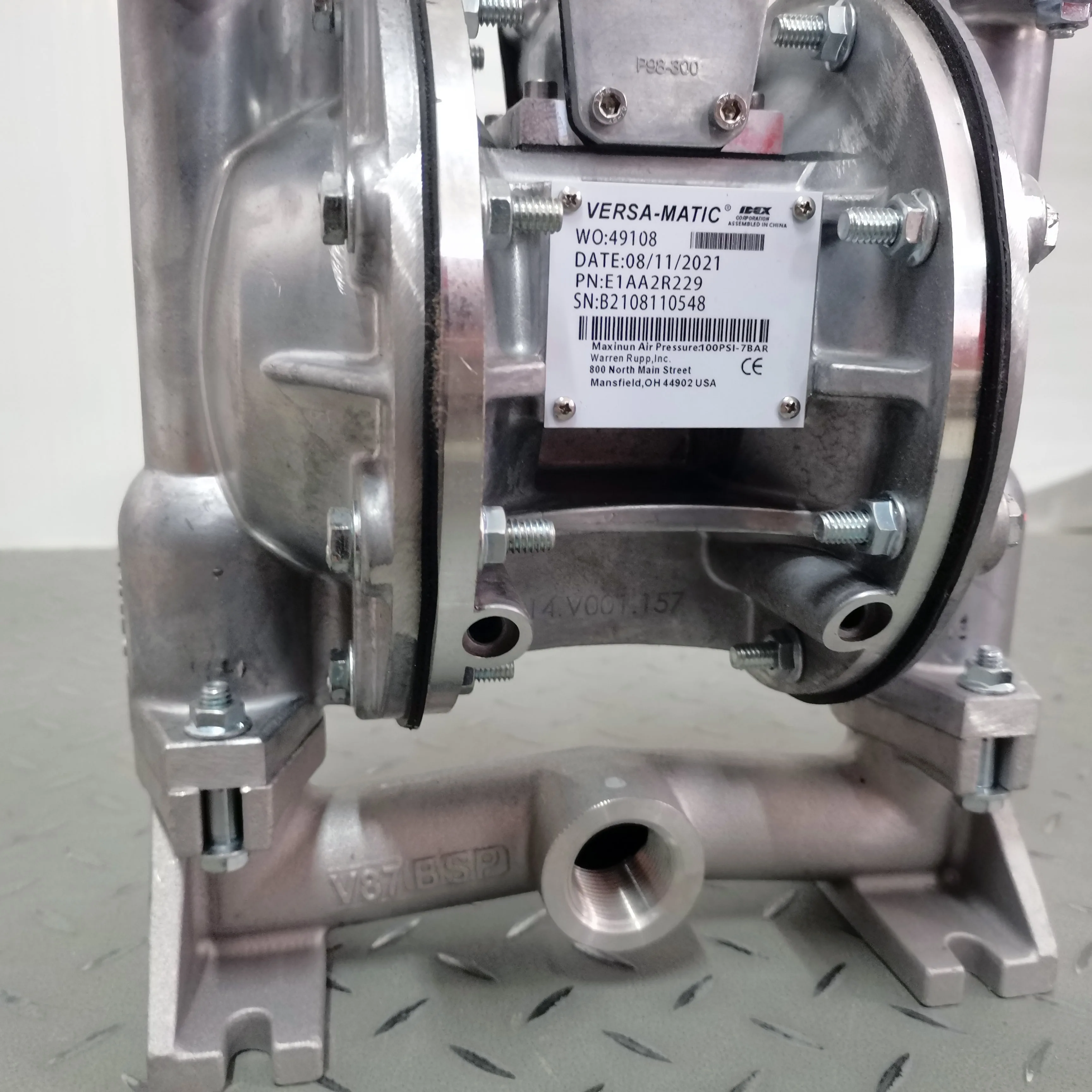 E1AA2R229 Versa-Matic pneumatic liquid transfer double membrane chemical diaphragm pump