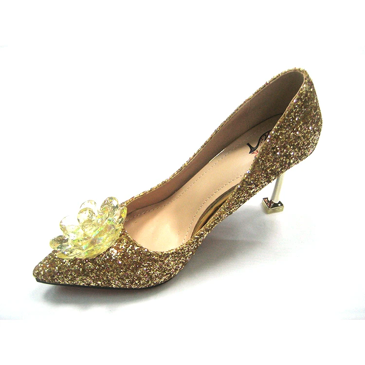 2019 New arrival sequined cloth women stilettos high heel shoes ladies comfortable stilettos