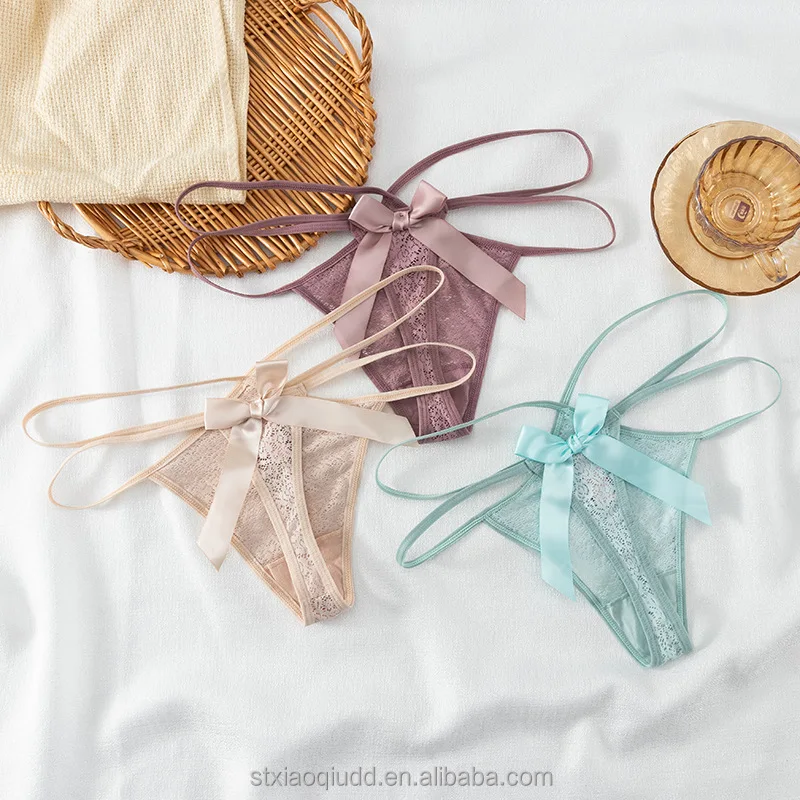 New thin belt sexy ultra-thin briefs light t pants Transparent temptation low waist Traceless lace thong panty panties for women