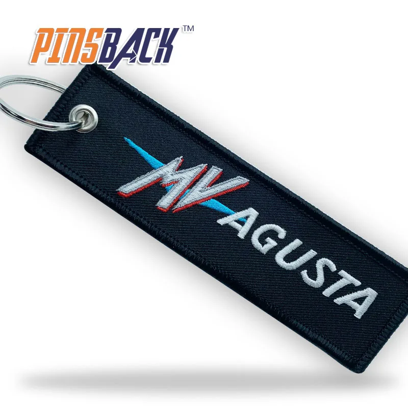 Wholesale Personalized Free Custom Designs Machine Made Embroidery Keychain Heat Seal Embroidered Double Side Key Tag