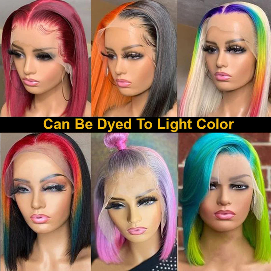 Short Bob Lace Front Wig Human Hair,new Arrival Middle Part 8 Inch Remy Hair,wigs for Black Women wearing Silky Straight Weave