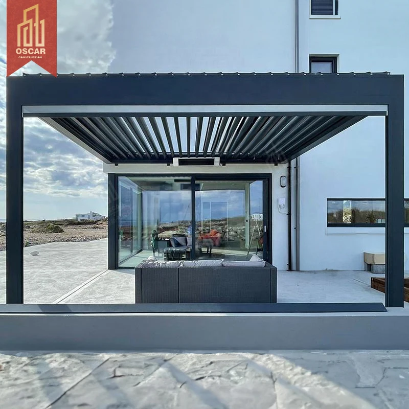 Custom Electric Patio Canopy Gazebo Outdoor Waterproof Aluminium Pergola Opening Louvred Roof Pavilion
