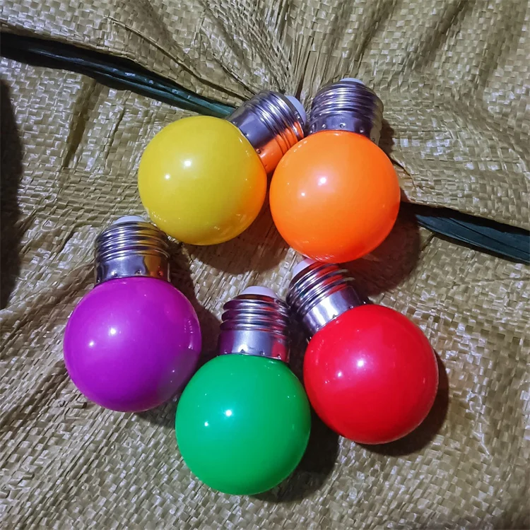 G45 E27 B22 1W 1.2W plastic color bulb LED filament light lamp bulb manufacturer coloful Red Blue Green Yellow Pink led bulbs