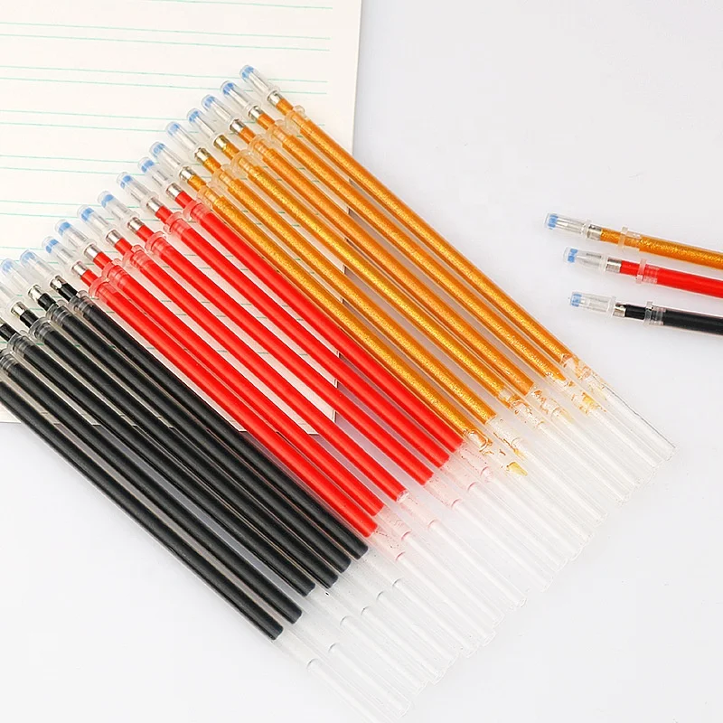 bullet 130mm long red gold black  smooth writing gel ink refill