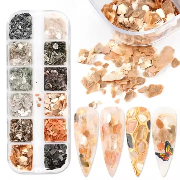 Irregular Shell Crushed Nail Art Decorations Marble Mica Slice 3D Abalone Flakes DIY Manicure Paillette Rhinestone for Nails