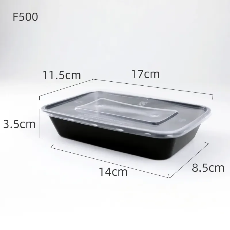Customizable 500ml 650ml 750ml 1000ml Disposable  Clear Microwavable PP Disposable Plastic Lunch Box Food Containers with Lid