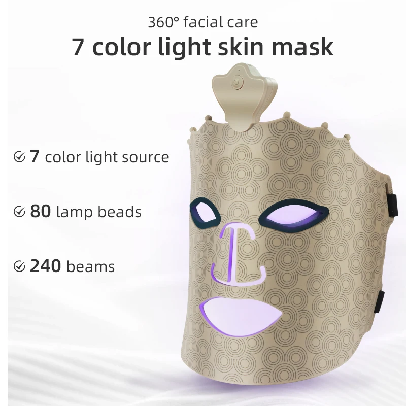 7 Colors 470NM 520NM 590NM 630NM Near Infrared Led Facial Face Red Light Therapy Mask