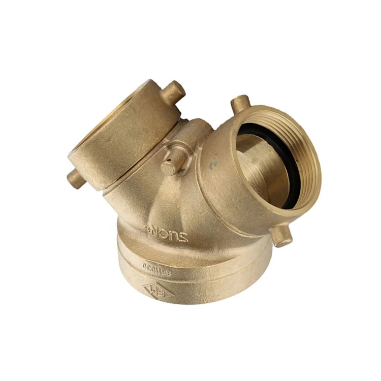 Two way fire hydrant straight body FM&UL Brass siamese connections with clapper