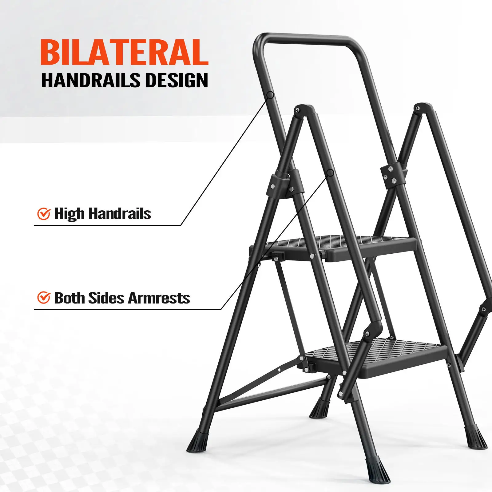 Hot selling Folding Step Stool 2 3 4 5 Step Handrail  Household Steel Ladder