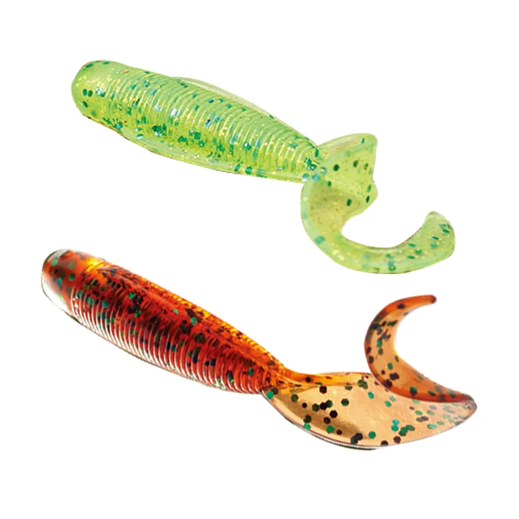 WobblerJig Curled tail Fishing Lure Soft Worm Bait Fishing Crankbait Ocean Rock